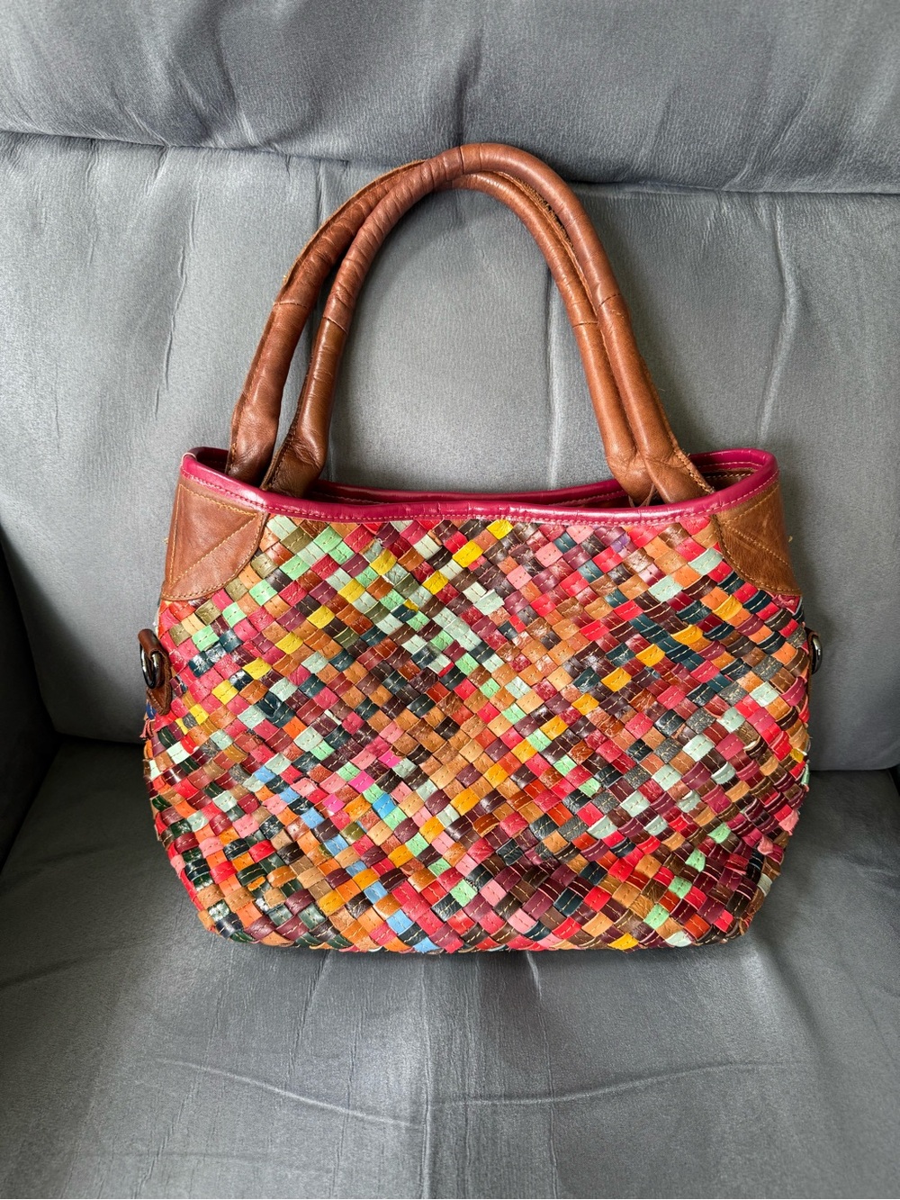 Spring Step Leather Woven shoulder bag